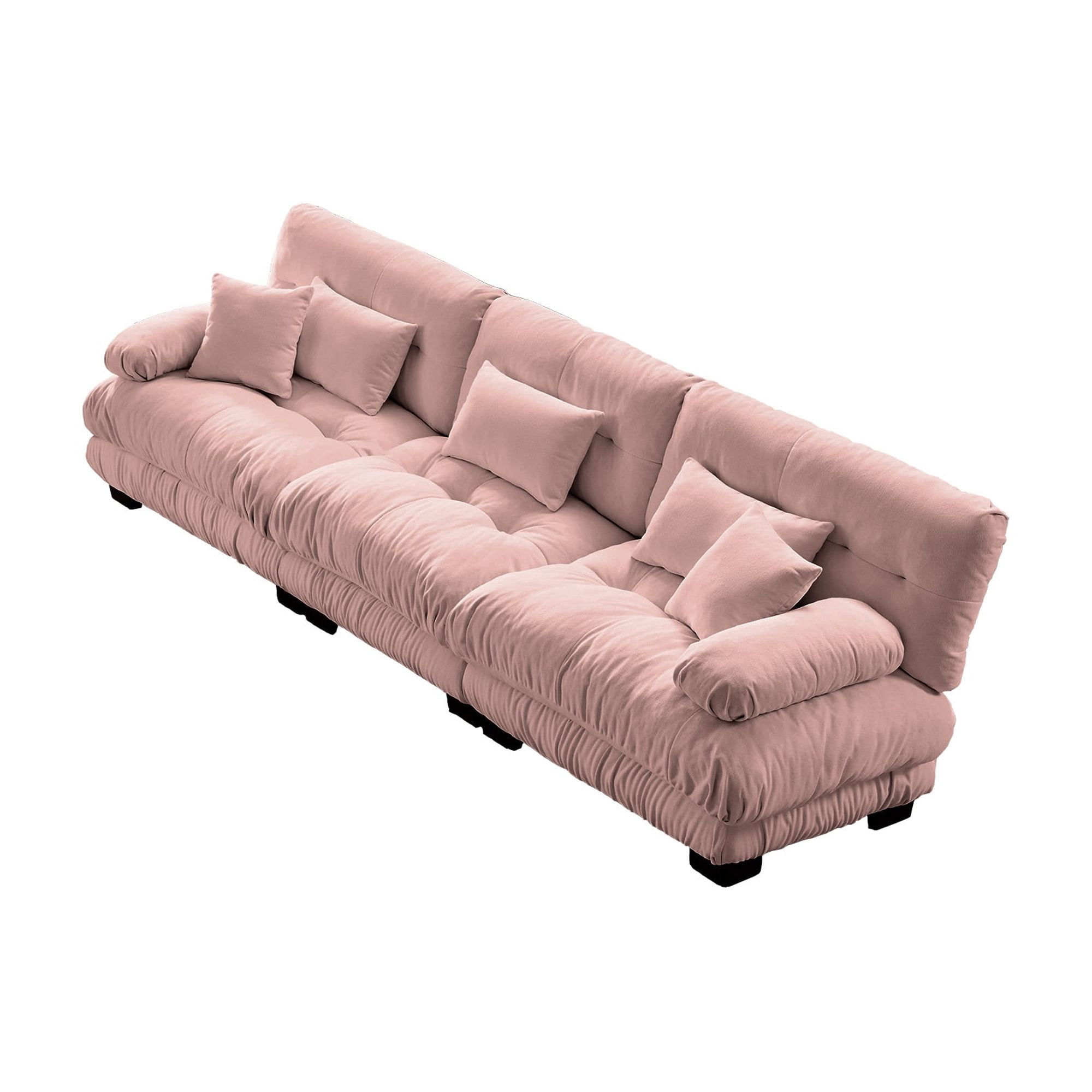 Gewnee Deep Seat 3-Seater Pink Chenille Sectional Sofa Modular Sofa Couch , Soft Comfy Upholstered Furniture for Living Room