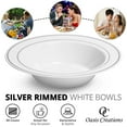thumbnail image 5 of Silver Rimmed White Bowls - 5 ounce - 50 Count - Hard Plastic - Disposable or Reusable - Dessert Bowls - Salad Bowls- Cereal Bowls - Pasta Bowls, 5 of 6