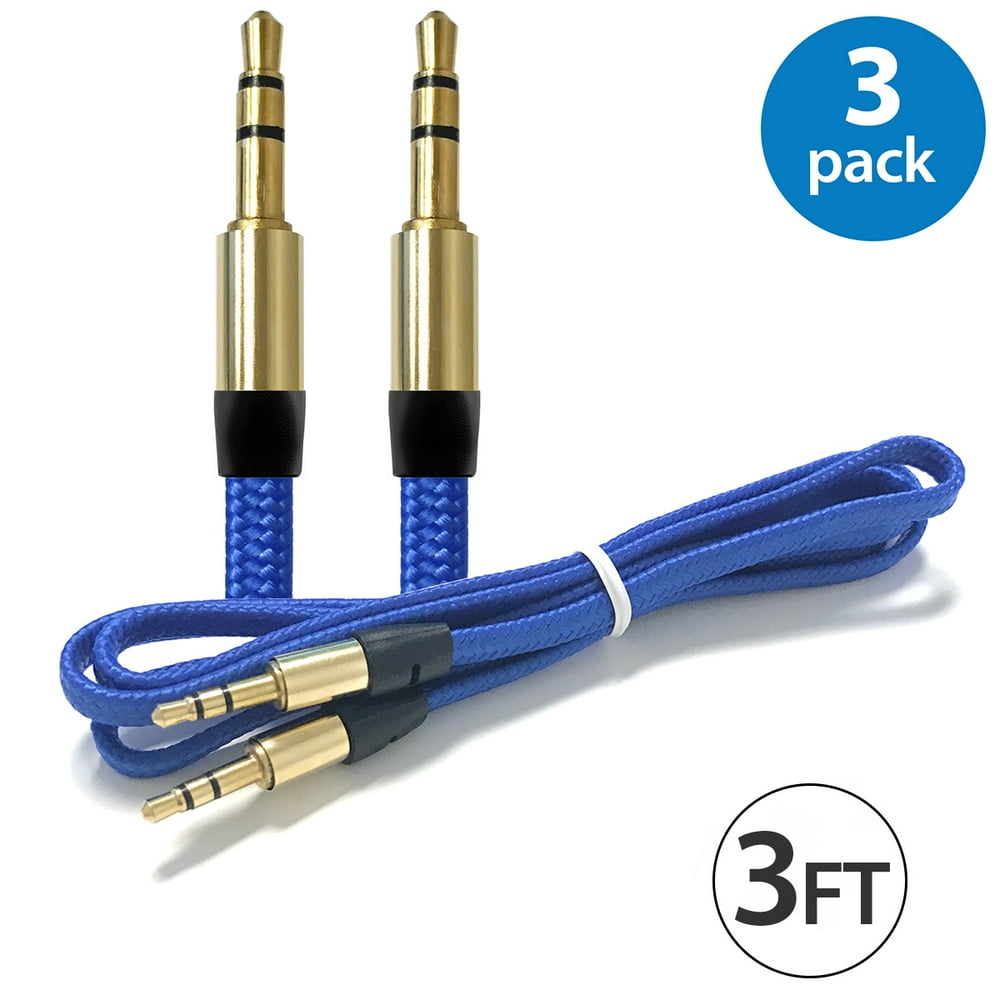 3x Afflux 3.5mm AUX AUXILIARY Cable Male Male Stereo Audio Cord For
