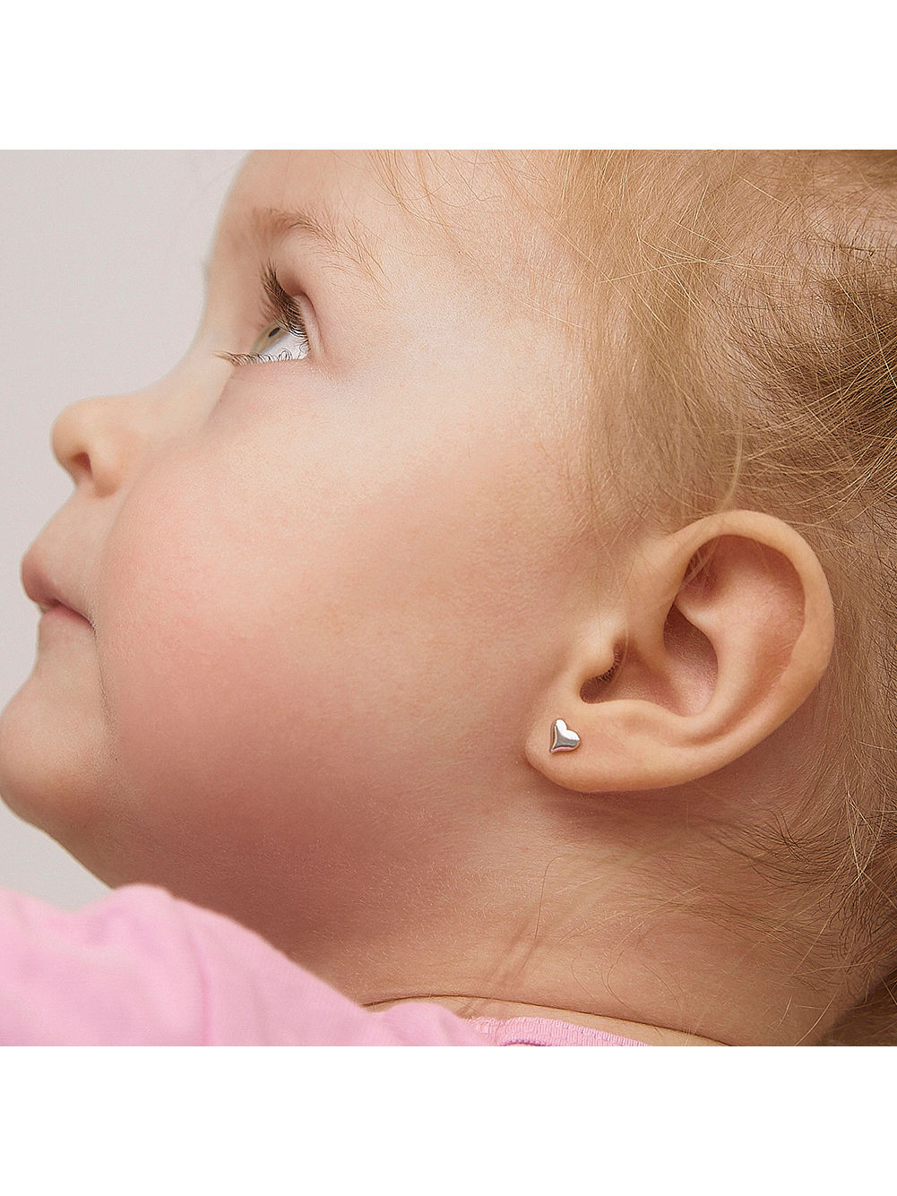 Polished Heart Baby / Toddler / Kids Earrings Screw Back - Sterling Silver