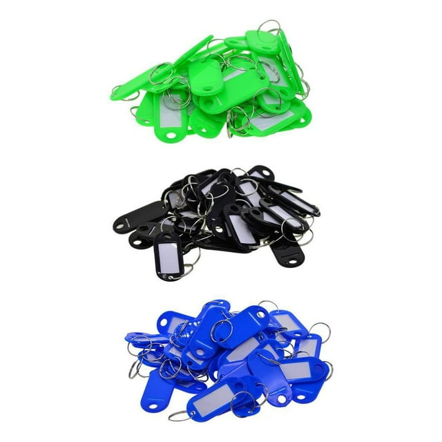 veasfak 150pcs Key Rings Tags Keychain Name Tags Keys Holder Information Accessories Green and Black and Dark Blue