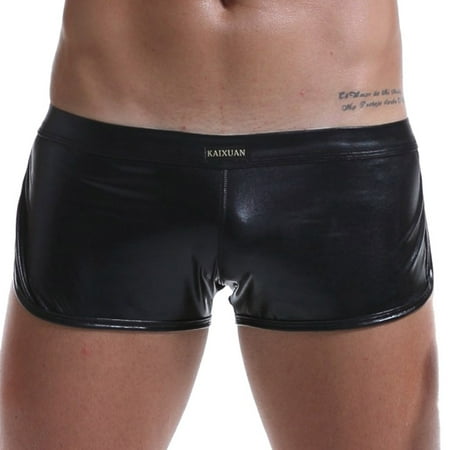 Xihbxyly Trendy Lingerie Panties  Men Sexy Underwear Patent Shorts Underpants Leather Boxer Briefs  Stretchy Breathable Cotton Panties
