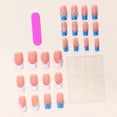 thumbnail image 2 of ONLYEOR Rectangular Press On Nails, Blue Water Ripple French with 3D Flower & Pearl, Removable Fake Nails, 2 of 8