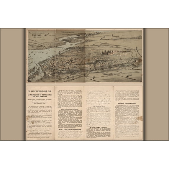 24"x36" Gallery Poster, map of buffalo new york International Industrial Fair 1888