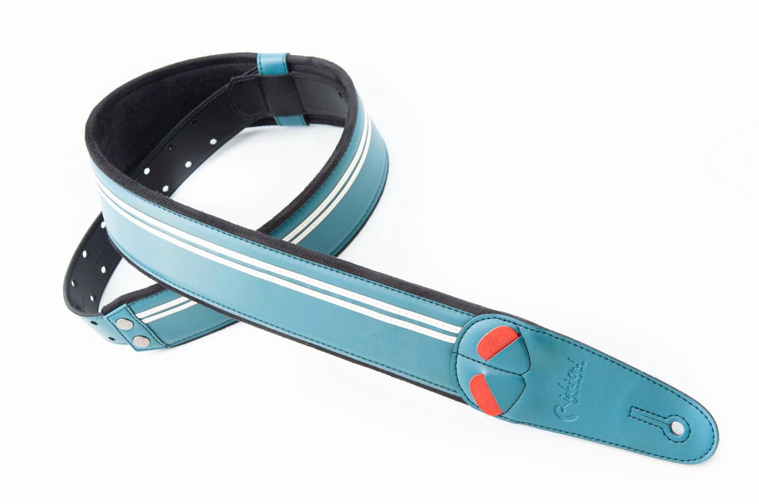 RightOn! Straps Mojo Collection Race-60 Guitar & Bass Strap made with Vegan Leather – Stylish and Comfortable - Teal