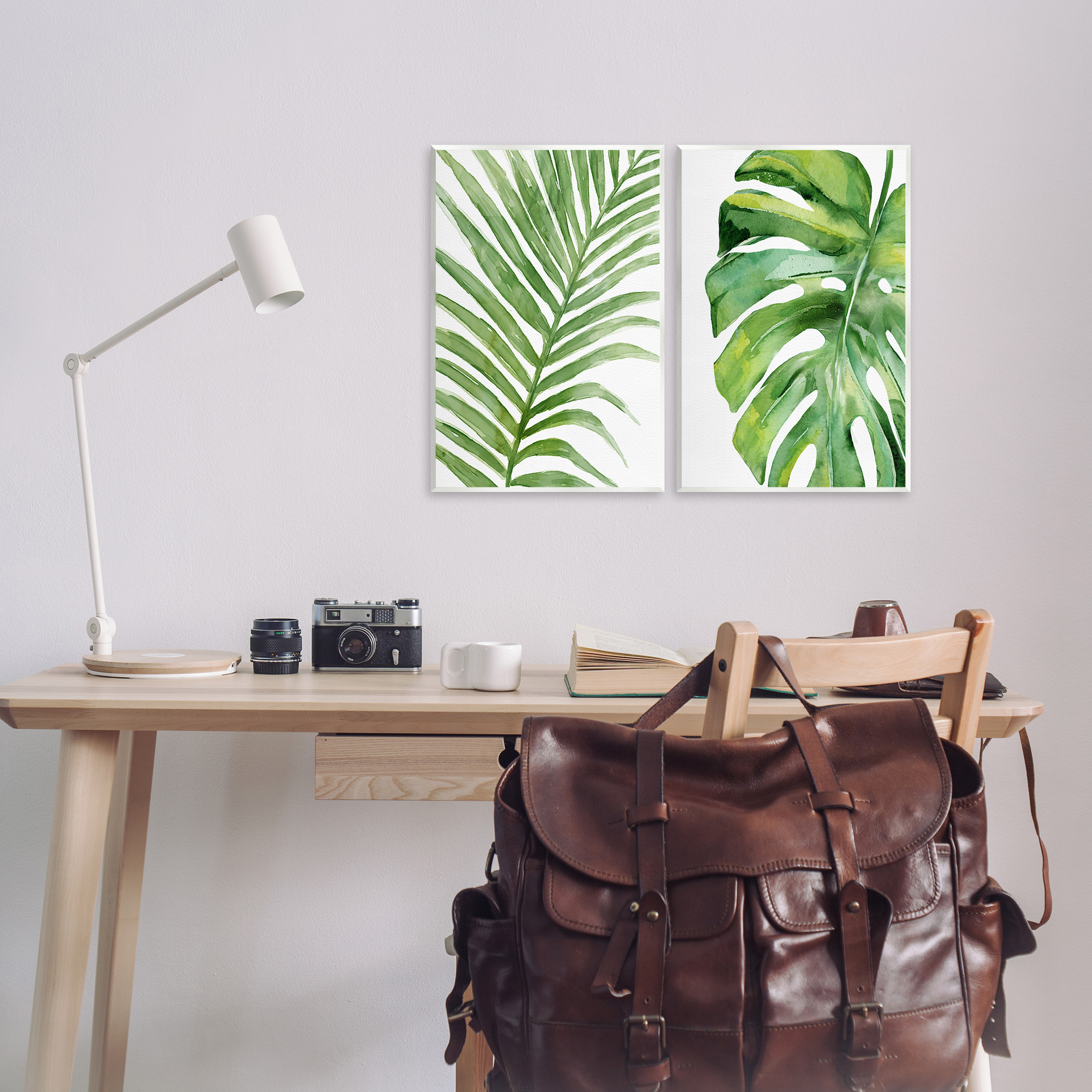 Stupell Industries Minimal Tropical Green Palms Botanical & Floral Painting Unframed Art Print Wall Art, 13 x 19, Set of 2