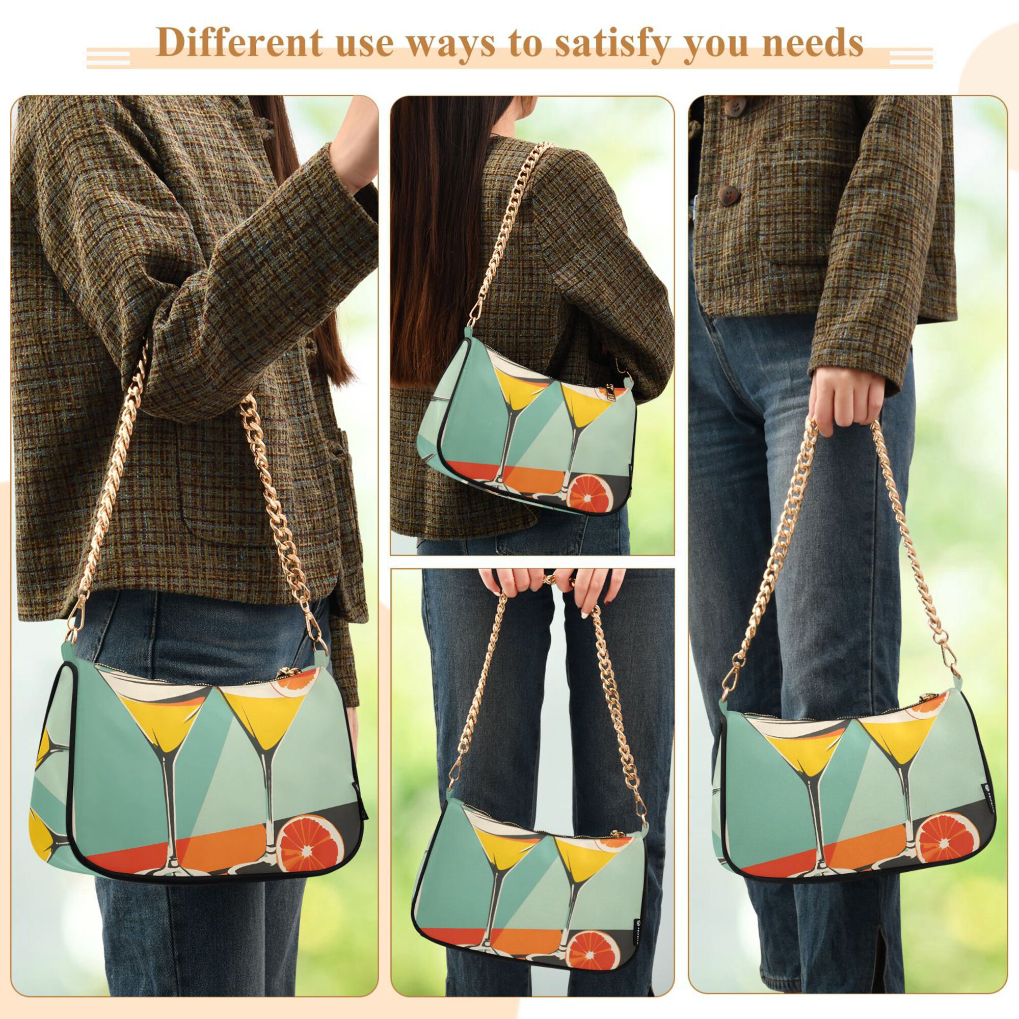 FORMRS Womens Shoulder Bag with Chain Strap Clutch Purse Cute Tote Handbag, Green Glasses