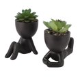 thumbnail image 3 of 2pcs Cute Human Shaped Mini  Succulent Flower Pots with Artificial Plants, Suitable for Home Decor, Office Decor, Shelf Decor, 3 of 8