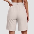 thumbnail image 6 of larppty Women's High Waisted Pleated Bermuda Shorts with Pockets, Casual Knee-Length Summer Shorts（White， S）, 6 of 9