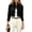 Black, variant on Women's Faux Suede Cropped Jacket Stand Collar Long Sleeve Open Front Short Jacket Elegant Casual Slim Fit Blazer Dressy Fall Winter Office Outfits