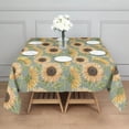 thumbnail image 3 of Green Sunflower Pattern Square Tablecloth,Waterproof Square Table Cover,Wipeable Spillproof Washable Table Cover for Home Kitchen Party Decor 60"x60"(152x152cm), 3 of 6