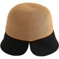 thumbnail image 2 of CoCopeaunts Straw Bucket Hat for Women Big Brim Two-Colors Ponytail Sun Cap for Sun Protection Beach Female Travel Basin Hat, 2 of 8