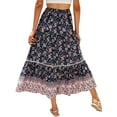 thumbnail image 3 of Michellecmm  Women Long Skirt Elegant Elastic Waist Floral Flowy Summer Swing Skirt, 3 of 5