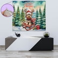 thumbnail image 4 of Merry Christmas Santa Reindeer Antlers Yorkshire Terrier Sleigh Xmas Winter Holiday Tapestry Yorkie Dog Lover Gifts Wall Hanging Backdrop Home Decor - 00023, 4 of 5