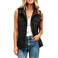 thumbnail image 5 of Women's Casual Cargo Vest Zip Up Sleeveless Drawstring Waist Utility Waistcoat Multi Pockets Outdoor Travel Layering Gilet Jacket Black, 5 of 9