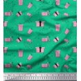 thumbnail image 1 of Soimoi Green Rayon Fabric Dot & Gift Box Party Print Fabric by the Yard 56 Inch Wide, 1 of 3