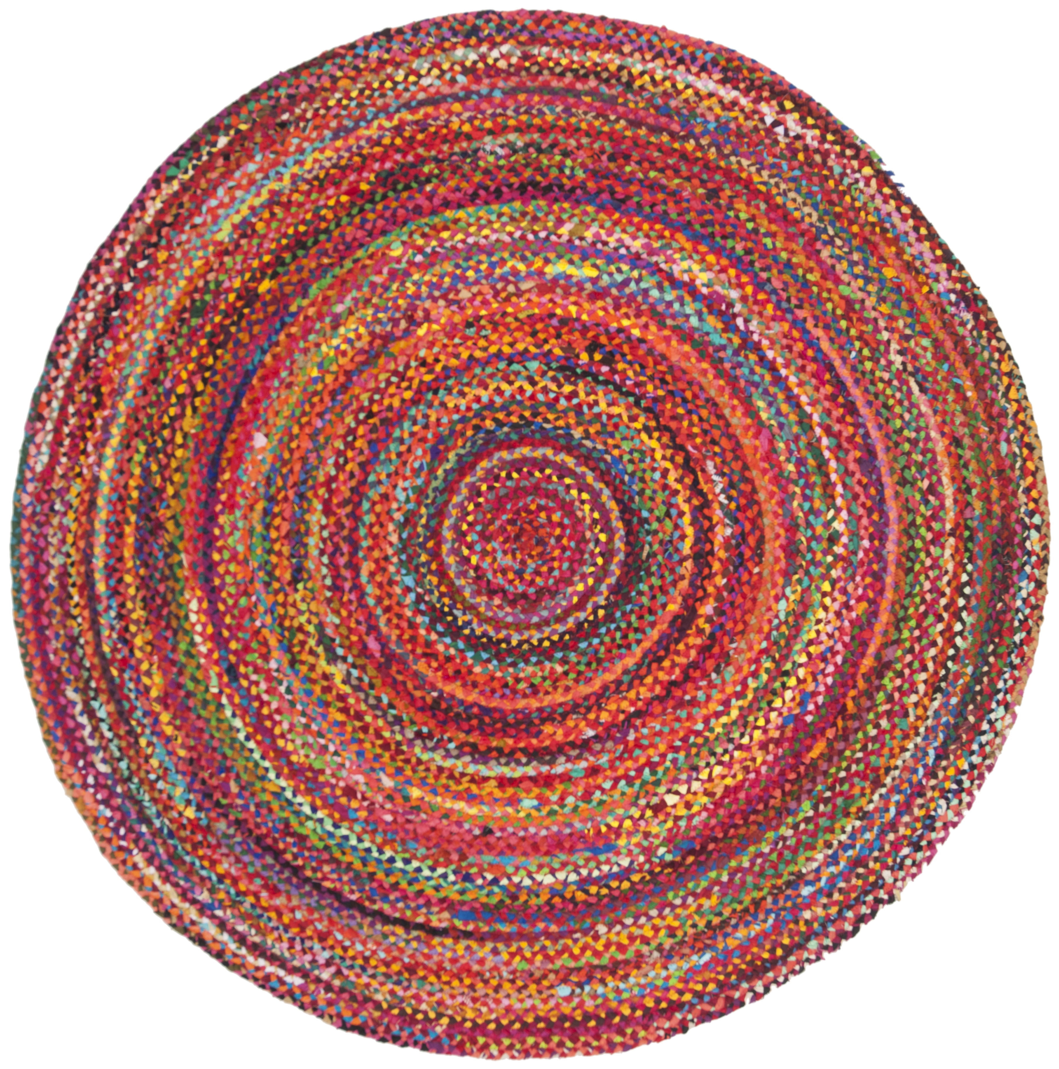 SAFAVIEH Braided Calvin Transitional Cotton Reversible Area Rug, Rust/Multi, 7' x 7' Round