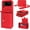 Red, variant on Crossbody Wallet Case for Samsung Galaxy Z Flip 4, Purse with Credit Card Slot Holder RFID Blocking PU Leather Adjustable Lanyard Detachable Strap Wrist for Women (Red)