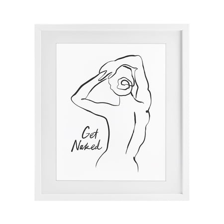 Stupell Industries Get Naked Nude Silhouette White Framed Print Under Glass, design by Lettered and Lined