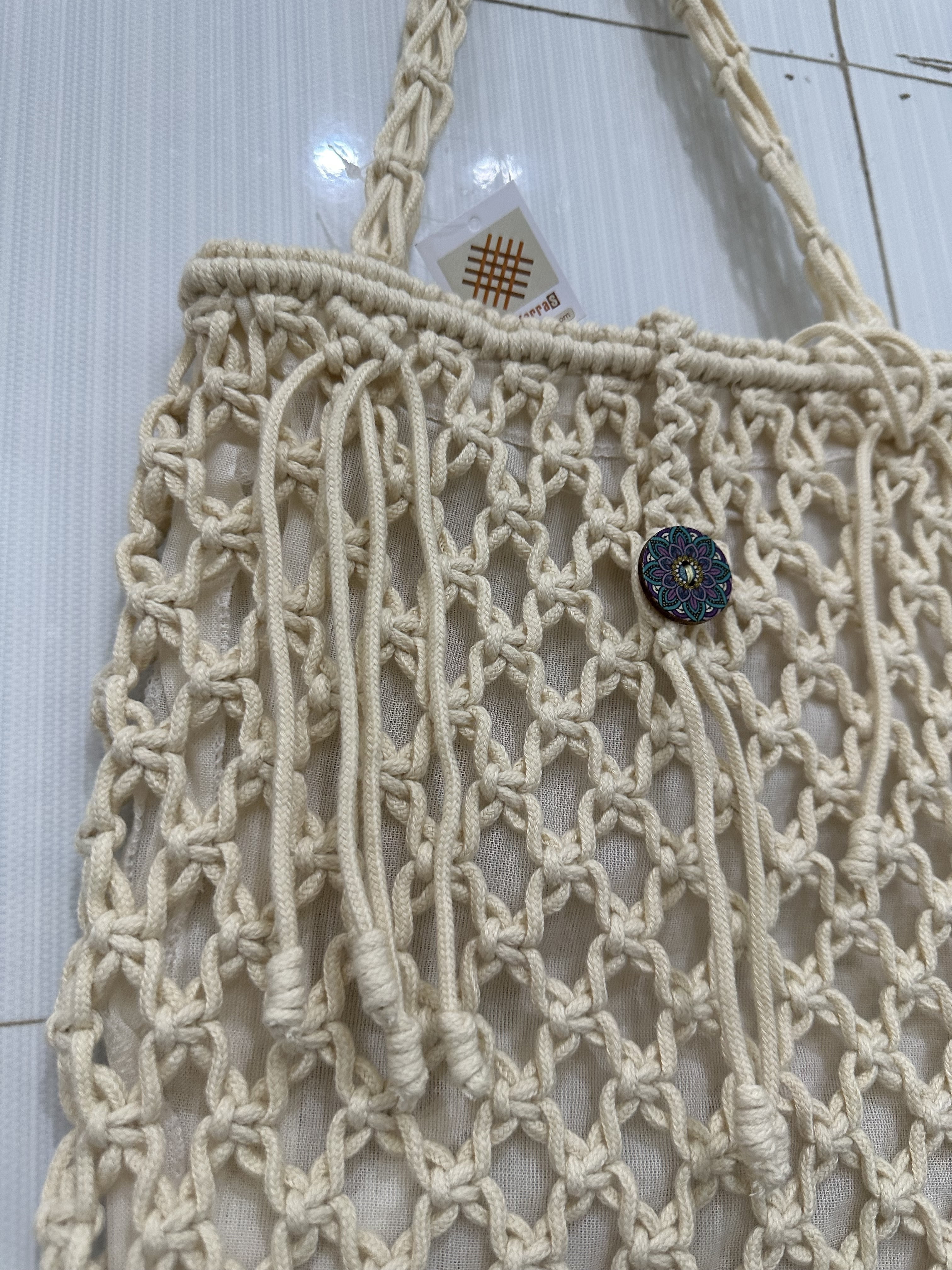 MadeTerra S Crochet Tote Bag for Women| Rustic Crochet Handbags Knitted Shoulder Bags| Packable Beach Bag Tote Braided Handbag