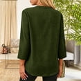 thumbnail image 7 of Cavosen T Shirts for Women Linen V Neck 3/4 Sleeve Shirts Solid Lightweight Blouse Breathable Trendy Tops, 7 of 7