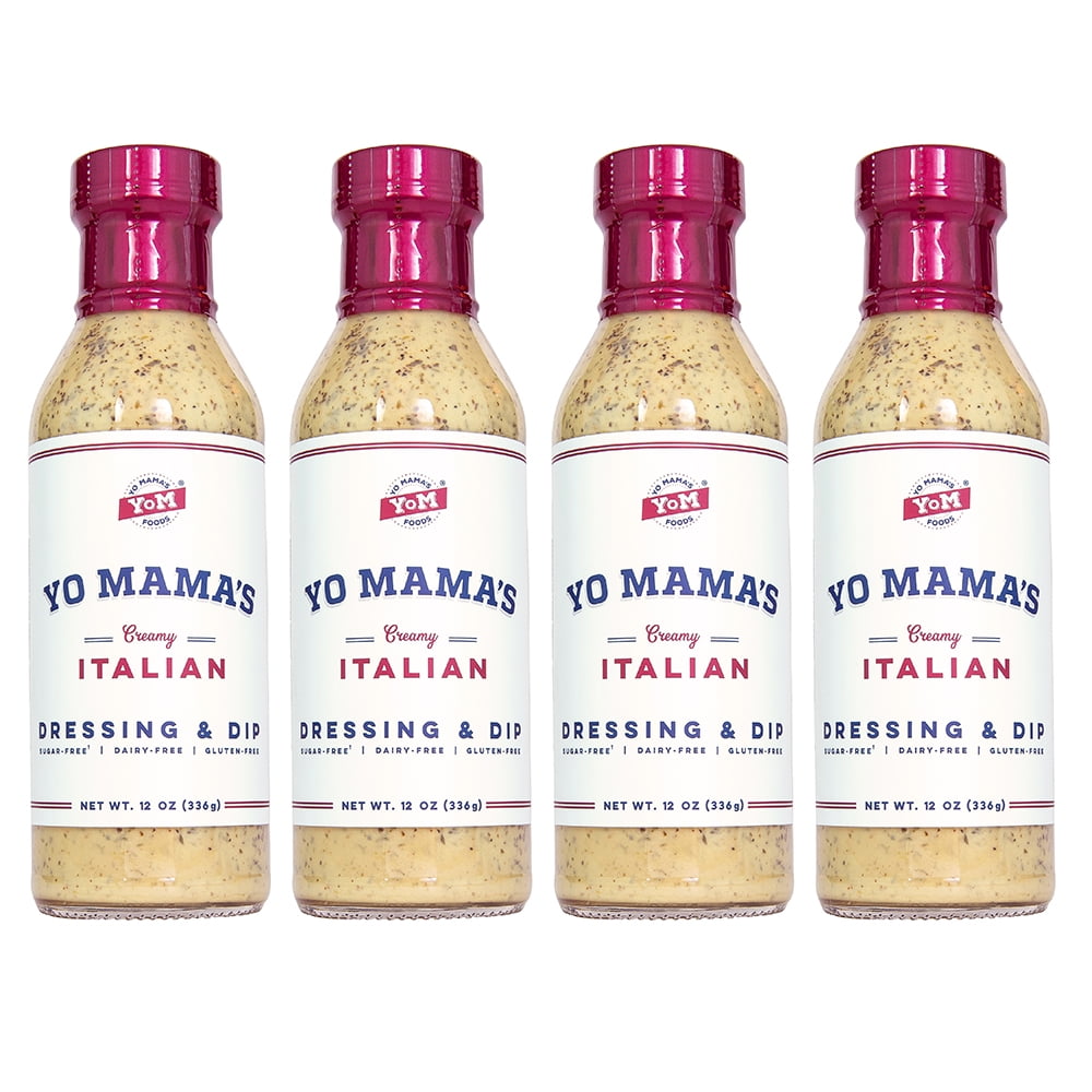 Yo Mama's Foods Low Carb Gourmet Italian Dressing and Dip - Pack of (4) - Low Carb, No Sugar, Low Sodium, and Gluten-Free