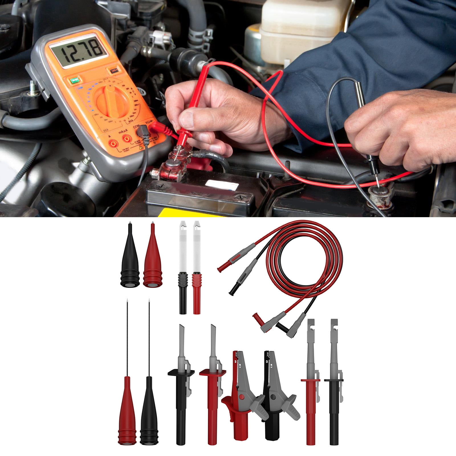 RUISINERY JT0090 Digital Multimeter Testing set with Cable Probes & Accessories Suitable for Voltages Current & Resistance Testing
