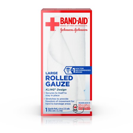 First Aid Gauze Rolls - Band Aid Brand First Aid Product Secure Gauze Roll, 4 in x 2.5 yd,
