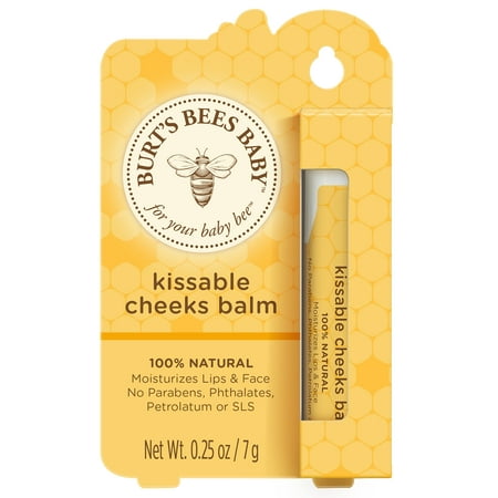 (2 pack) Burt's Bees Baby Kissable Cheeks Balm, 100% Natural Baby Moisturizer - 0.25 oz