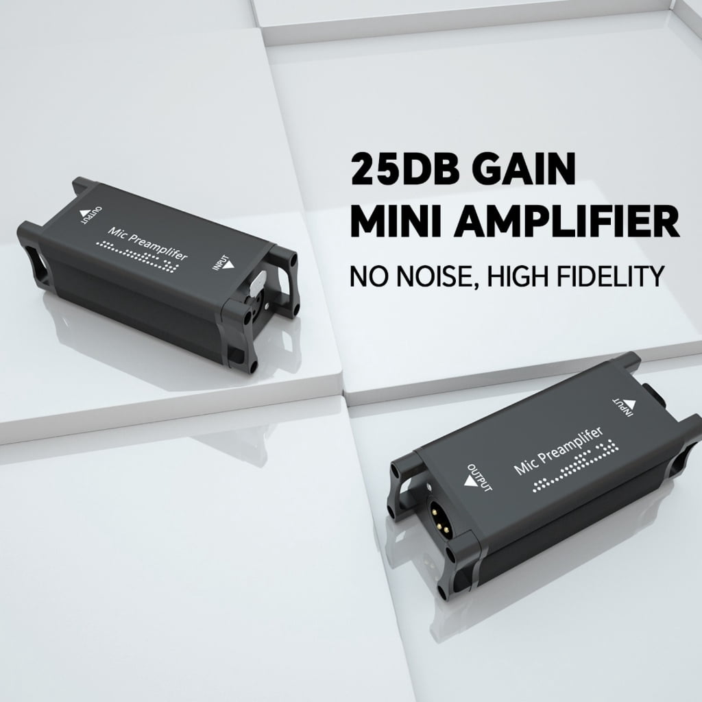 Zeiwohndc 25dB Mic Booster Preamplifier Enhances Auditory For Podcasts Broadcasts