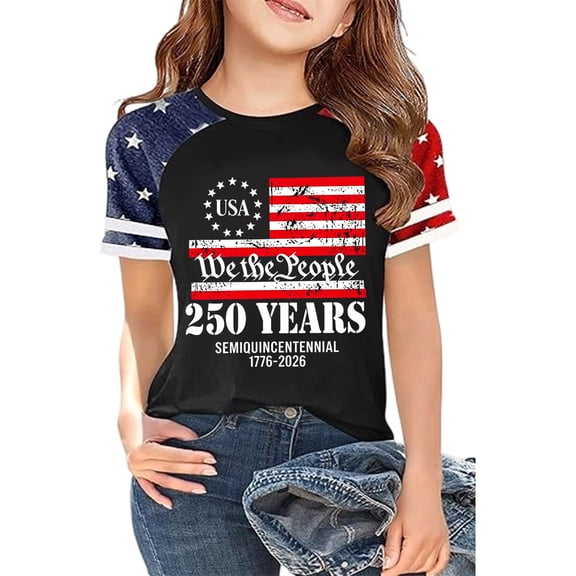 FINALGANG Kids 4th Of July T-Shirt 250th Anniversary Usa Shirts Boys Girls American Flag T-Shirt Summer Patriotic Tops Children's Independence Day Tshirts 10-11 Years