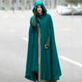 thumbnail image 3 of Uooqdmx Shawl Wraps for Women Robes for Women Hooded Long Cape Winter Vintage Overcoat Fashion Button Cloak Woolen Coat Plus Size Cardigan Blue S, 3 of 8