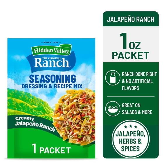 Hidden Valley Creamy Jalapeno Ranch Seasoning Dressing & Recipe Mix, 1 oz Packet
