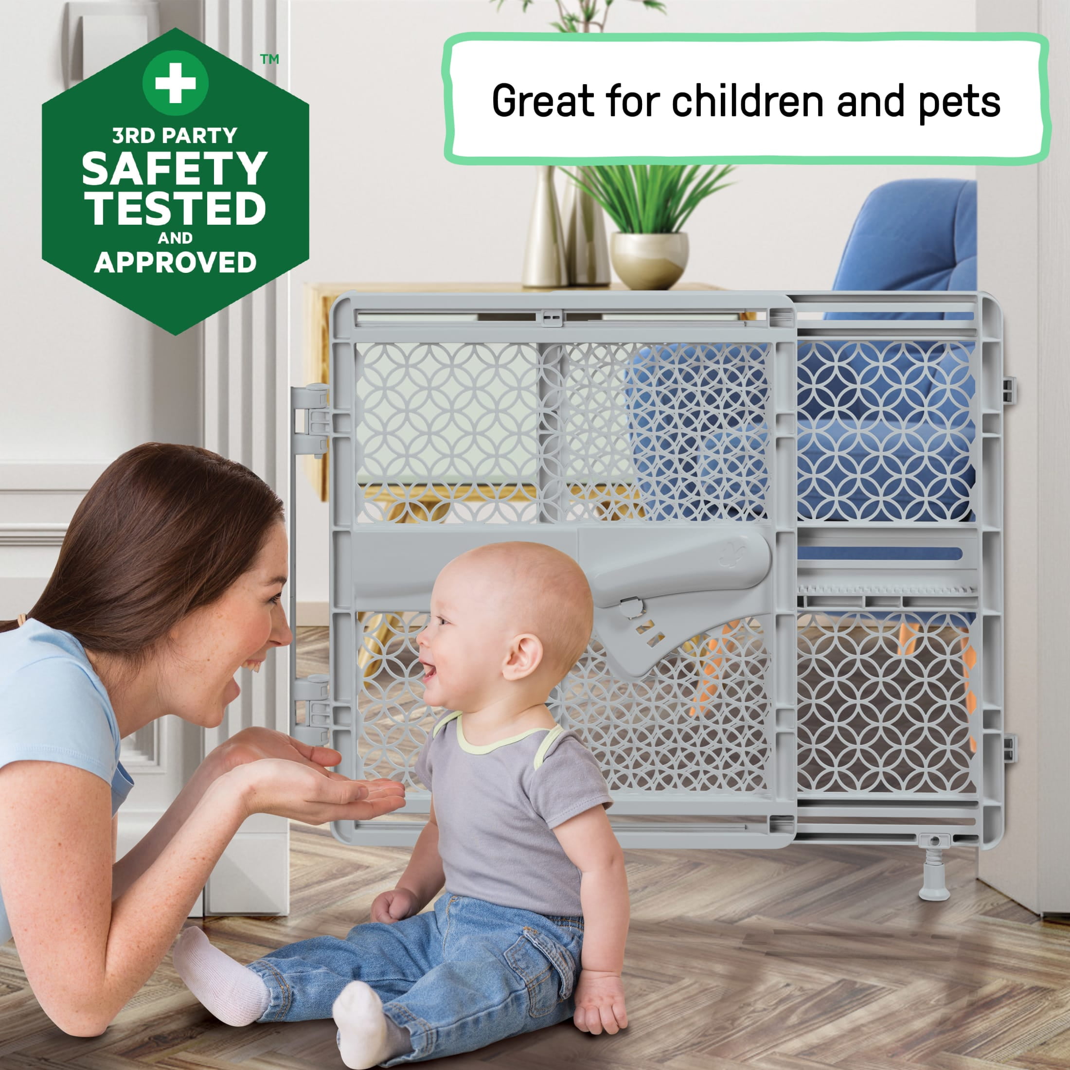 Summer by Ingenuity Indoor & Outdoor Walk-Thru Safety Pet and Baby Gate, 27.5 - 42" Wide, 26" Tall - Gray