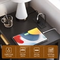 thumbnail image 5 of Aufeile Fluted Nightstand with Charging Station, Bedside Table with Drawer & Open Shelf, Small Wood Nightstand with 2 AC Outlets USB & Type-C, Bedroom Side Table, Black, 5 of 6