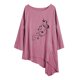 thumbnail image 4 of Camisa de lino y algodón con cuello redondo y manga 3/4 para mujer, tops con estampado personalizado, blusa holgada con dobladillo irregular Pompotops  FGAJ11705, 4 of 7