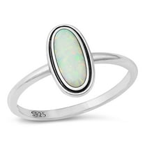 CHOOSE YOUR COLOR Oxidized White Simulated Opal Promise Ring .925 Sterling Silver Band CZ Female Size 6