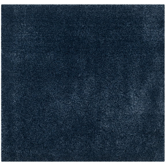 SAFAVIEH California Plush Solid Shag Area Rug, Navy, 6'7" x 6'7" Square