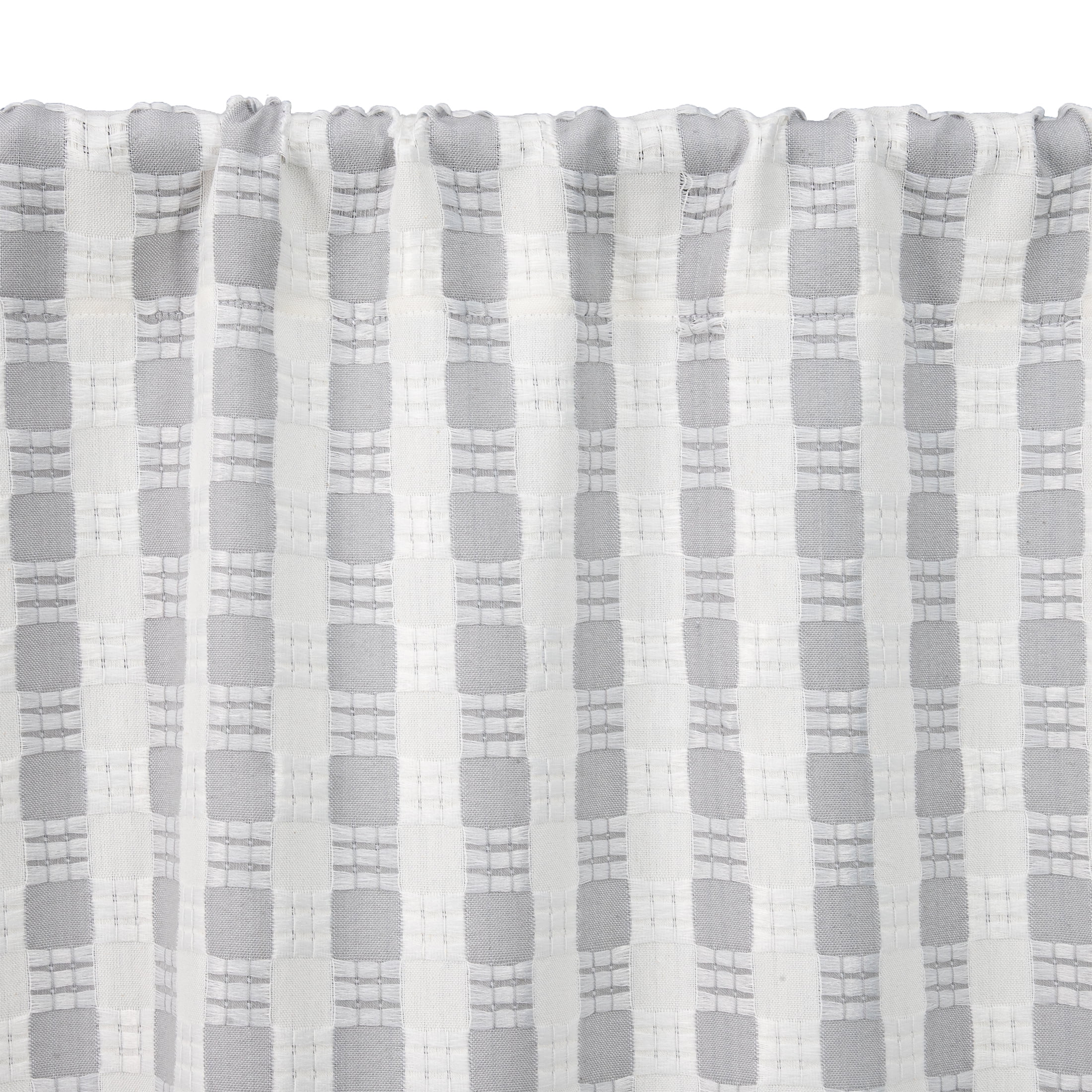 (2 pack) Better Homes & Gardens Tula Waffle Kitchen Curtain Tiers and Valance, 3-Piece Set, Gray, 60" W x 36" L