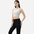 thumbnail image 3 of Women's Half Zip-Up Mock Neck Crop Top with Sleeveless Design - X Large, Off White, 3 of 7