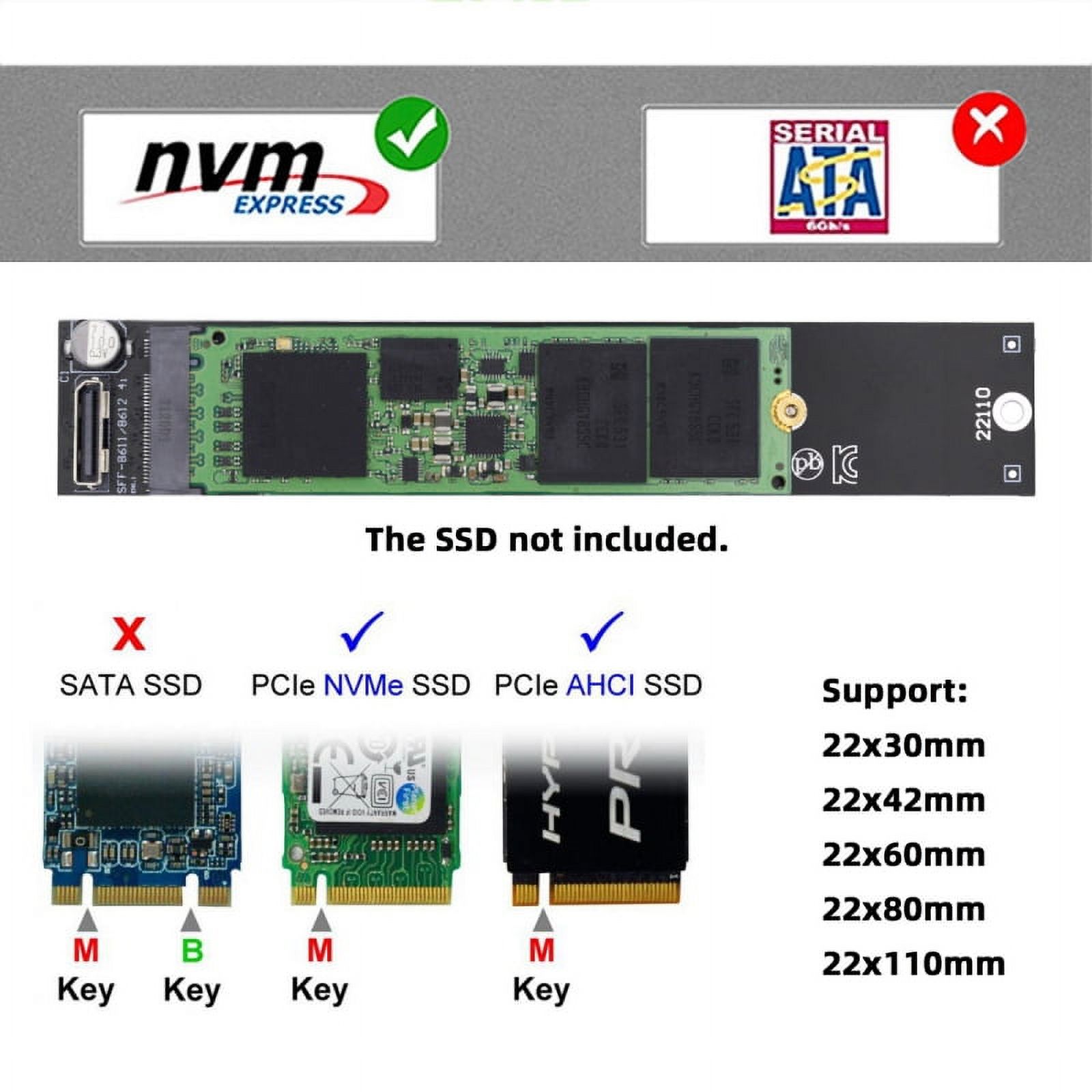 JSER Oculink SFF-8612 SFF-8611 to M.2 Kit NGFF M-Key to NVME PCIe SSD 2280 22110mm Adapter for Mainboard - image 2 of 7