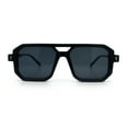 thumbnail image 4 of Mens Squared Rectangular Racer Plastic Urban Hipster Sunglasses All Black, 4 of 8