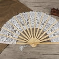 thumbnail image 2 of VIFERR Elegante Abanico Plegable de Mano de Encaje Hueco de Estilo Chino Vintage para Fiesta Nupcial decoración de Boda Prop(Blanco), 2 of 8