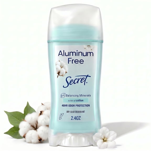Secret Aluminum Free Women's Deodorant Solid, Cotton, 2.4 oz
