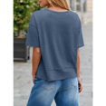 thumbnail image 5 of Summer Women V Neck T Shirt Casual Short Sleeved Basic T Shirt Top, 5 of 6