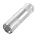 thumbnail image 1 of Lampe de Poche Mini UV LED Torche Argentée Compacte 9-Ampoules 365-400nm pour Détection de Fluorescence, 1 of 8