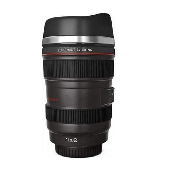 Termo en Forma de Lente de Cámara 24-105mm Acéro Inoxidable Para viaje, Café o Té HappyWare Lente