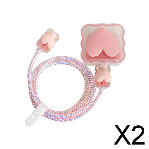 Funda protectora para cable de cargador perfke 4in1 Love Pink 2 piezas