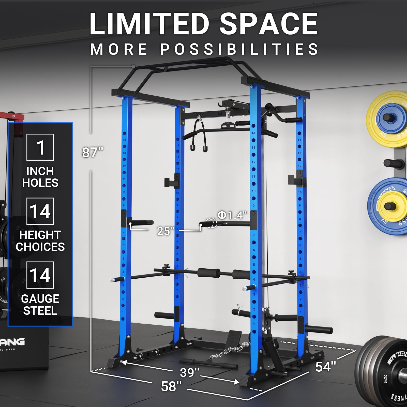 Power Rack Cage with LAT Pulldown 1200LB Capacity Home Gym Equipment in Nepal at NPR 67094 Rating 5