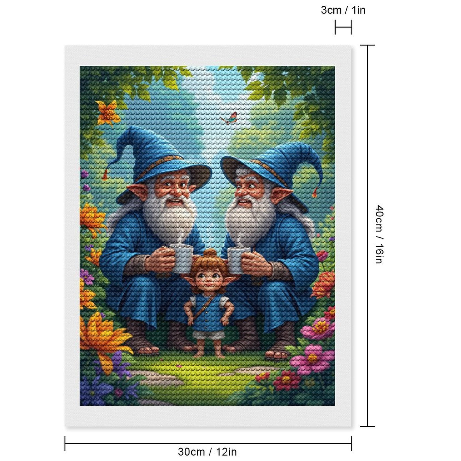 Diamond Art Kits for Adults, Garden Gnomes Family Gathering 5D Diamond Painting Kits for Adults Beginners, DIY Full Drill Diamond Painting, Gem Art and Crafts 12x16